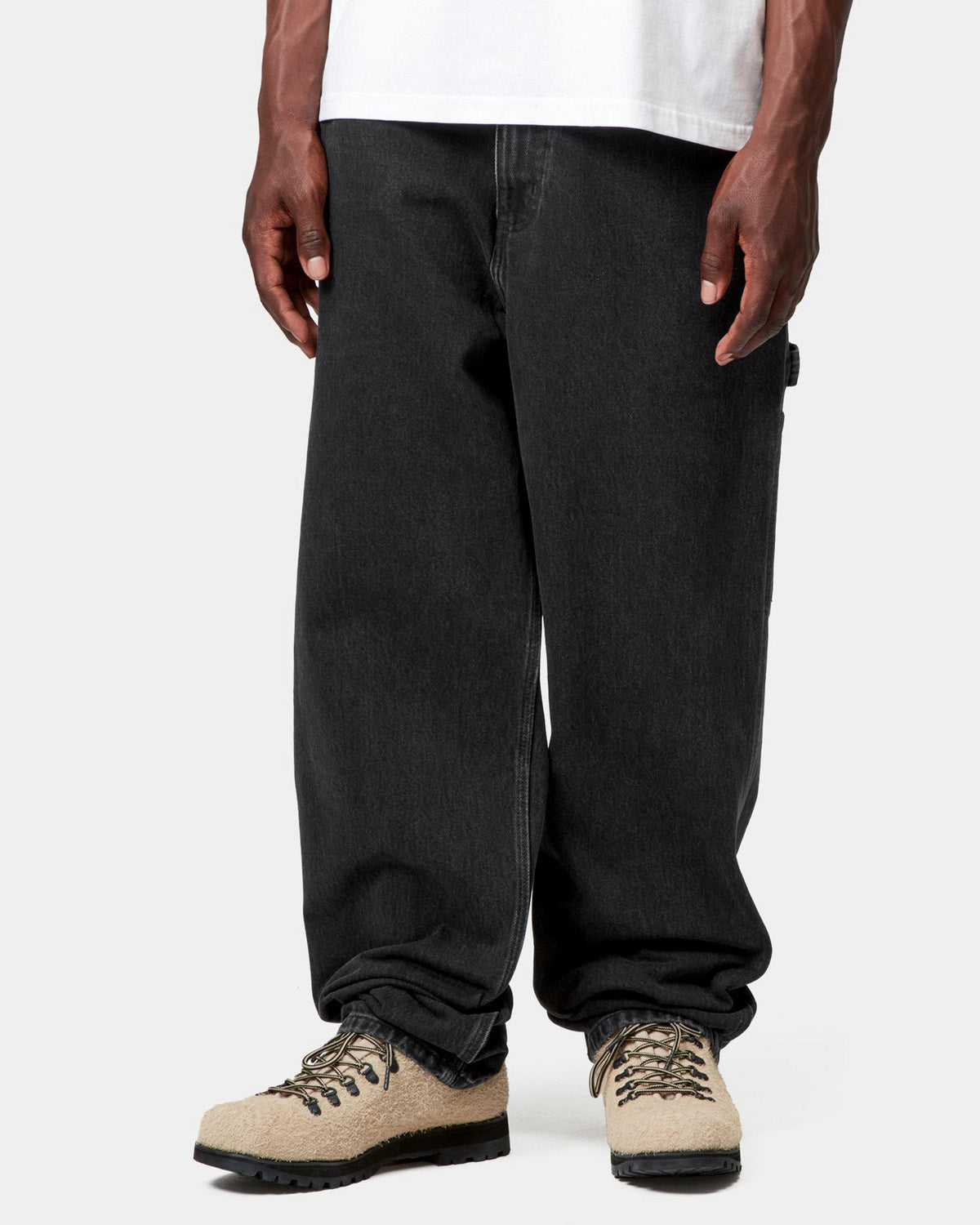 Carhartt WIP Single Knee Pant Relaxed Fit Mens Jeans - Black Stone Washed | Carhartt WIP Jeans | JEANSTORE