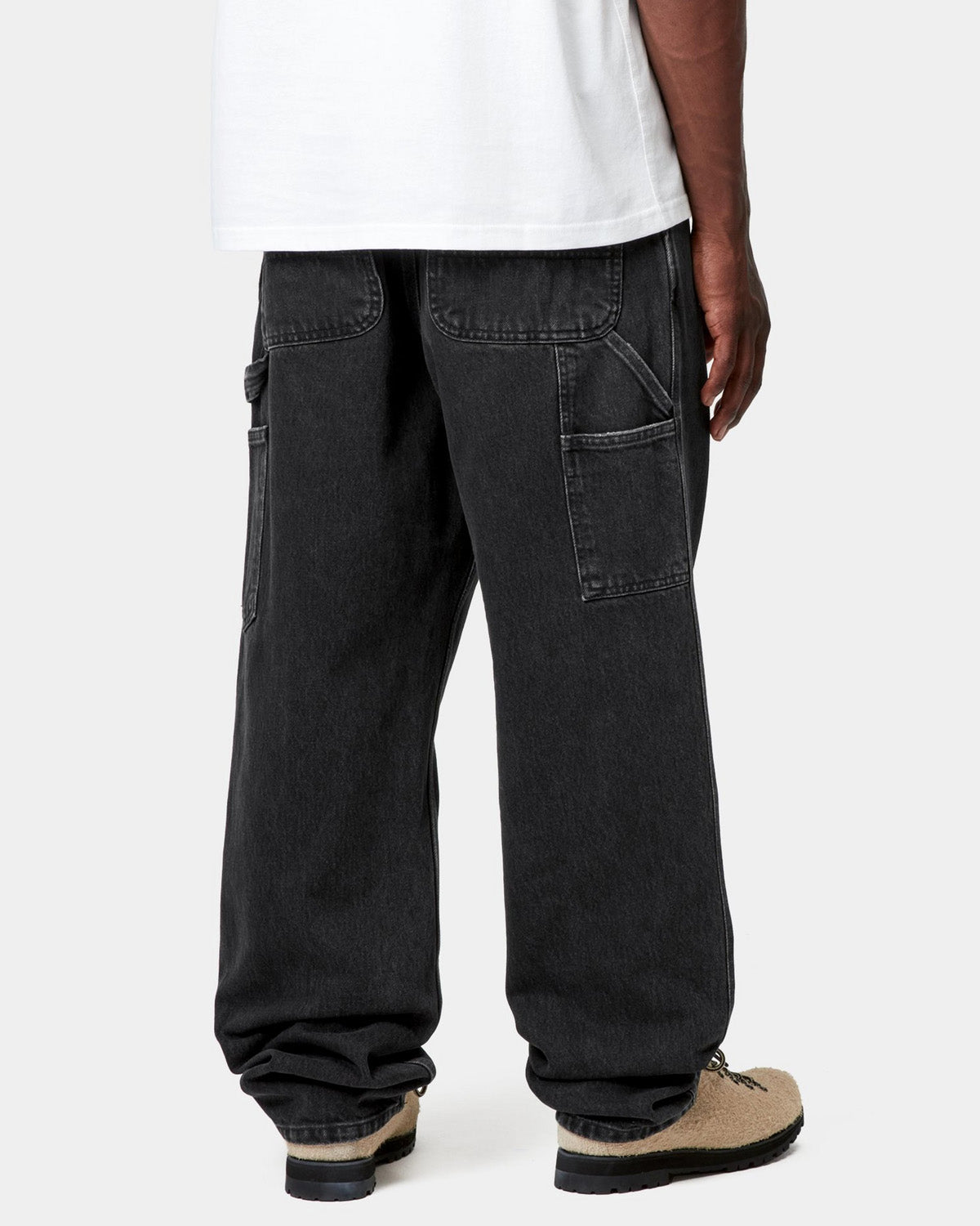 Carhartt WIP Single Knee Pant Relaxed Fit Mens Jeans - Black Stone Washed | Carhartt WIP Jeans | JEANSTORE