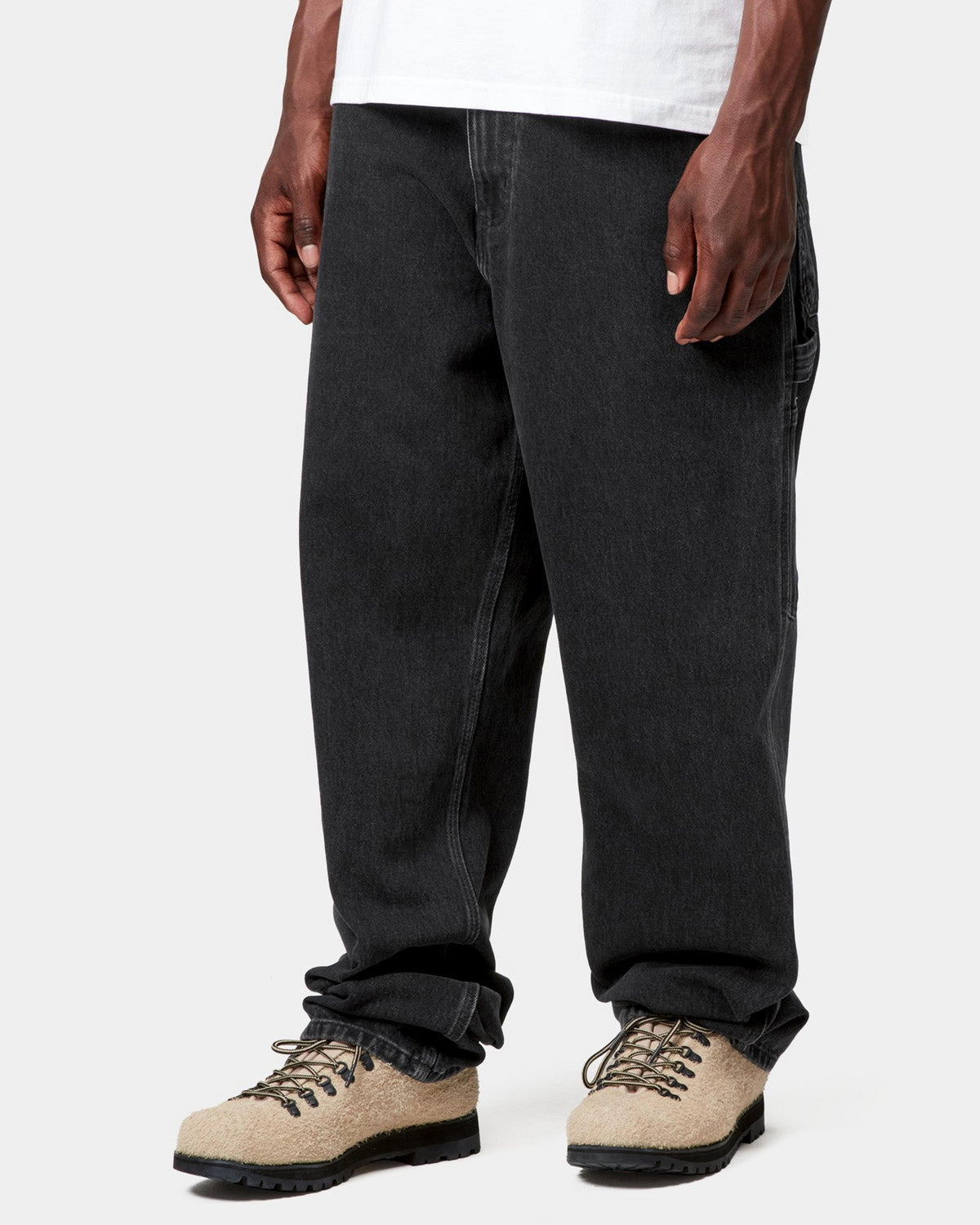 Carhartt WIP Single Knee Pant Relaxed Fit Mens Jeans - Black Stone Washed | Carhartt WIP Jeans | JEANSTORE
