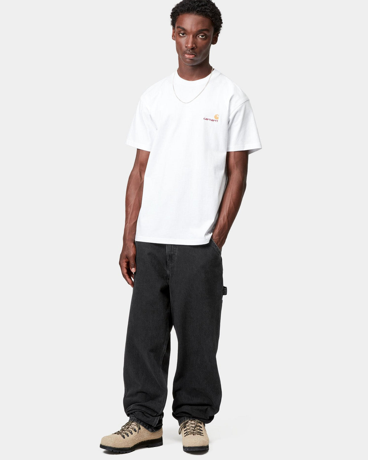 Carhartt WIP Single Knee Pant Relaxed Fit Mens Jeans - Black Stone Washed | Carhartt WIP Jeans | JEANSTORE