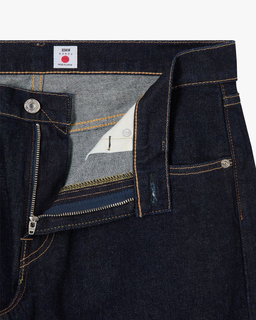 Edwin Made In Japan Regular Tapered Mens Jeans - 13oz Kaihara Pure Indigo Stretch Denim / Blue Rinsed | Edwin Jeans | JEANSTORE