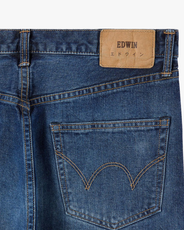 Edwin Made In Japan Regular Tapered Mens Jeans - 13oz Kaihara Pure Indigo Stretch Denim / Blue Mid Dark Used
