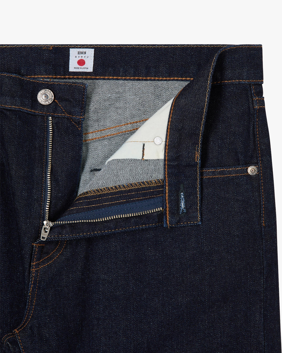 Edwin Made In Japan Slim Tapered Mens Jeans - 13oz Kaihara Pure Indigo Stretch Denim / Blue Rinsed | Edwin Jeans | JEANSTORE