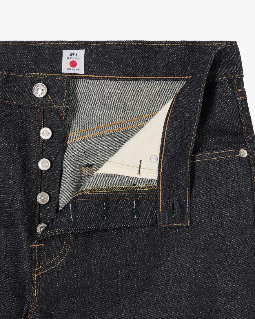Edwin Made In Japan Wide Pant Loose Mens Jeans - 13.5oz Kaihara Dark Pure Indigo Rainbow Selvage Denim / Blue Unwashed | Edwin Jeans | JEANSTORE