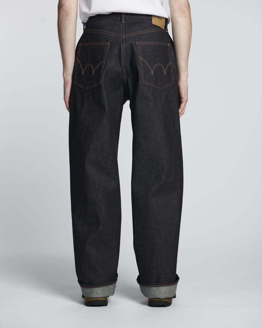 Edwin Made In Japan Wide Pant Loose Mens Jeans - 13.5oz Kaihara Dark Pure Indigo Rainbow Selvage Denim / Blue Unwashed | Edwin Jeans | JEANSTORE