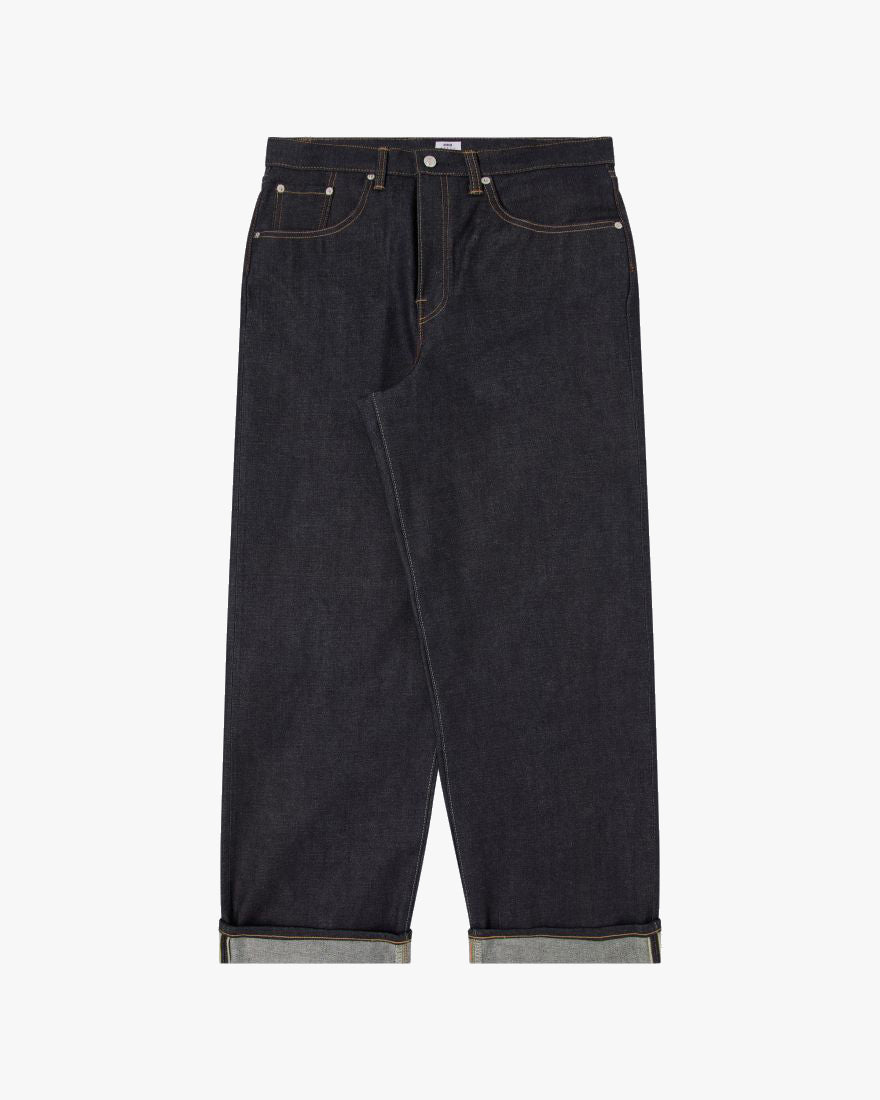 Edwin Made In Japan Wide Pant Loose Mens Jeans - 13.5oz Kaihara Dark Pure Indigo Rainbow Selvage Denim / Blue Unwashed | Edwin Jeans | JEANSTORE