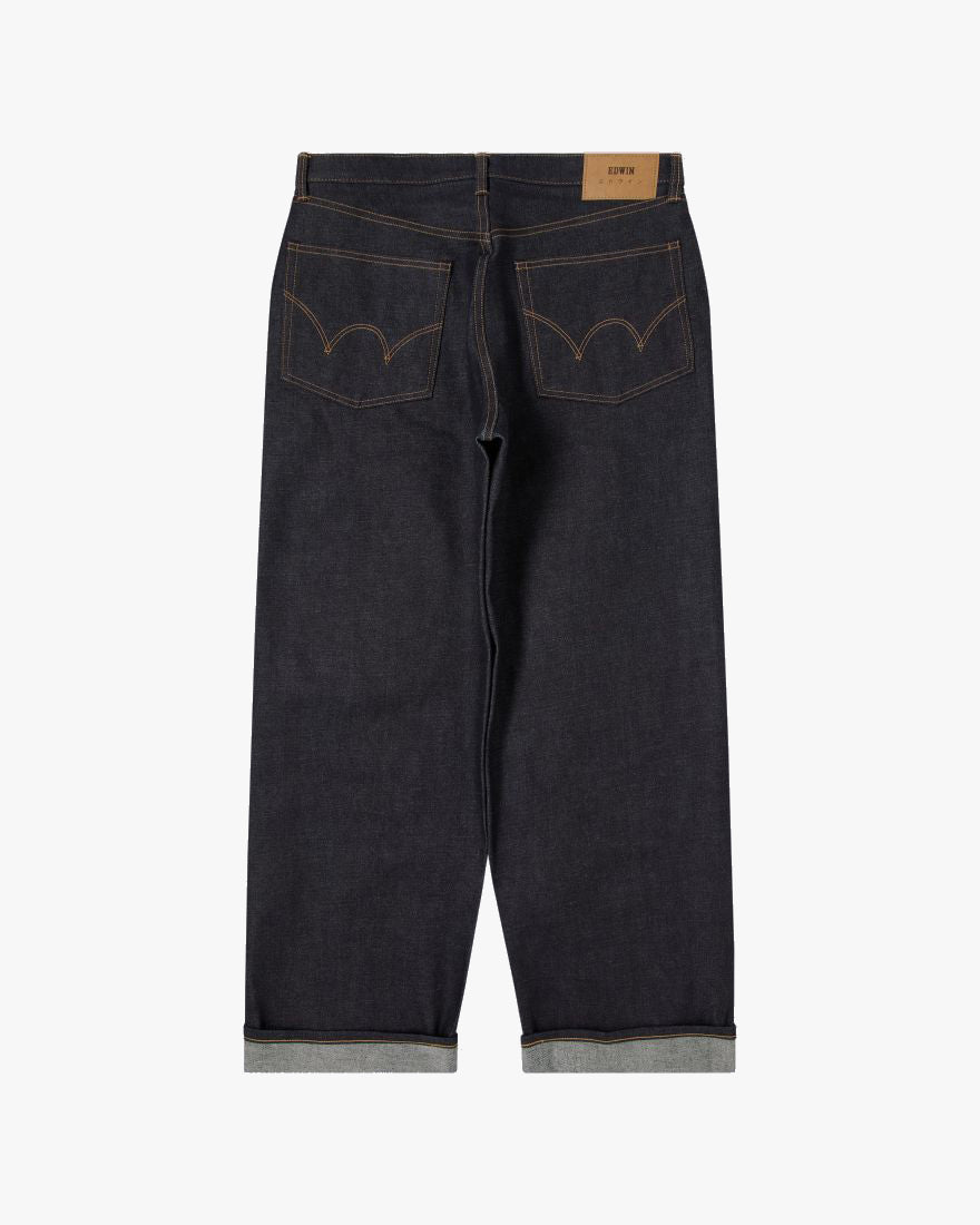 Edwin Made In Japan Wide Pant Loose Mens Jeans - 13.5oz Kaihara Dark Pure Indigo Rainbow Selvage Denim / Blue Unwashed | Edwin Jeans | JEANSTORE