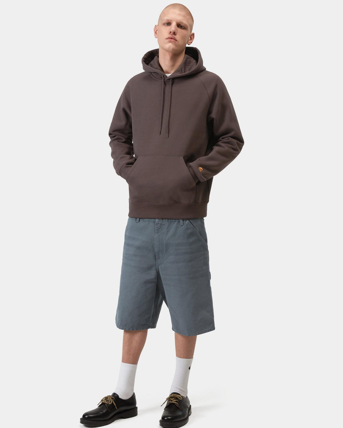 Carhartt WIP Hooded Chase Sweat - Shale / Gold