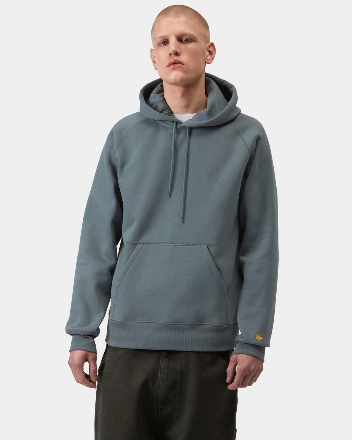 Carhartt WIP Hooded Chase Sweat - Cozy Blue / Gold | Carhartt WIP Sweaters & Knitwear | JEANSTORE