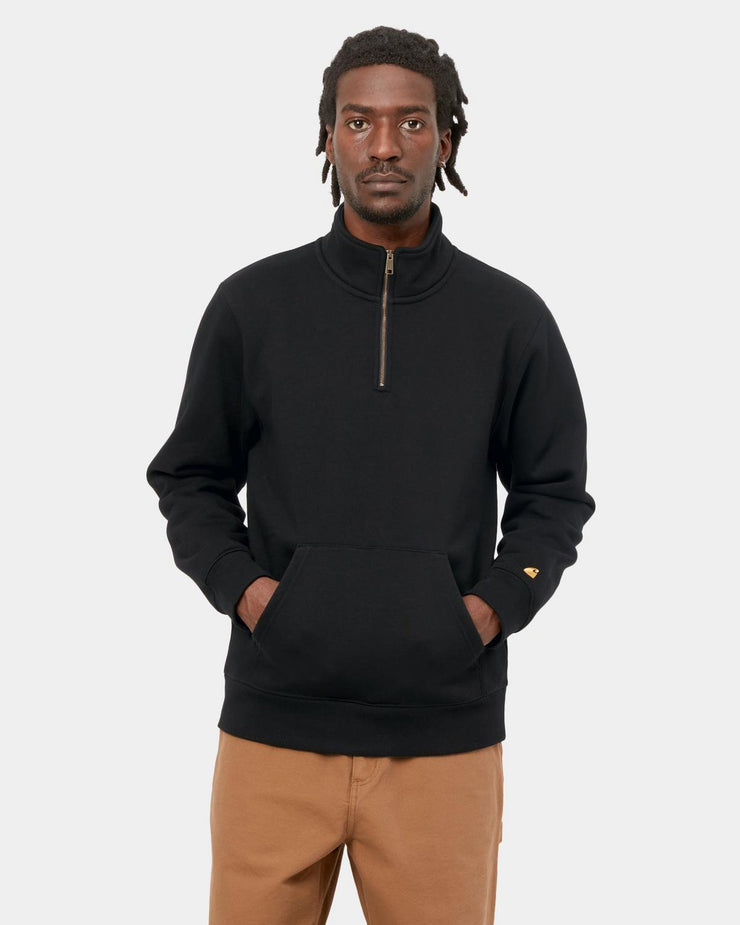 Carhartt WIP Chase Neck Zip Sweatshirt - Black / Gold