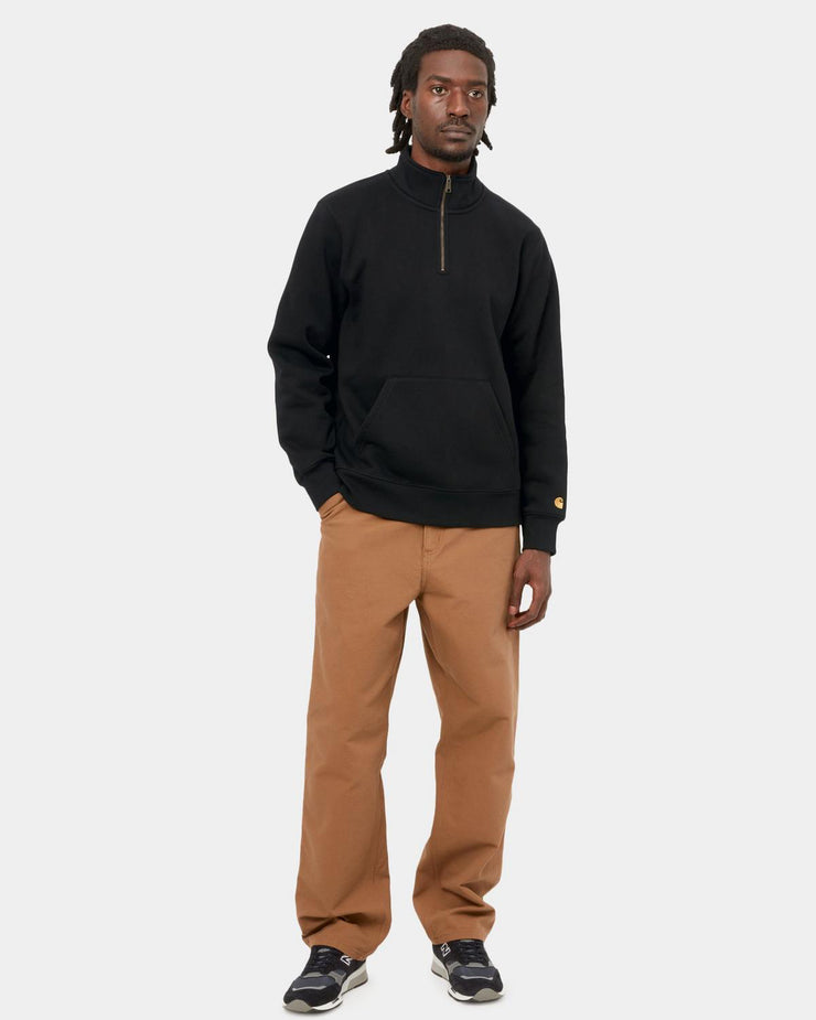 Carhartt WIP Chase Neck Zip Sweatshirt - Black / Gold