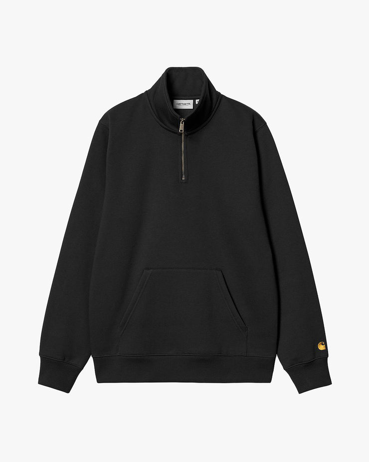 Carhartt WIP Chase Neck Zip Sweatshirt - Black / Gold