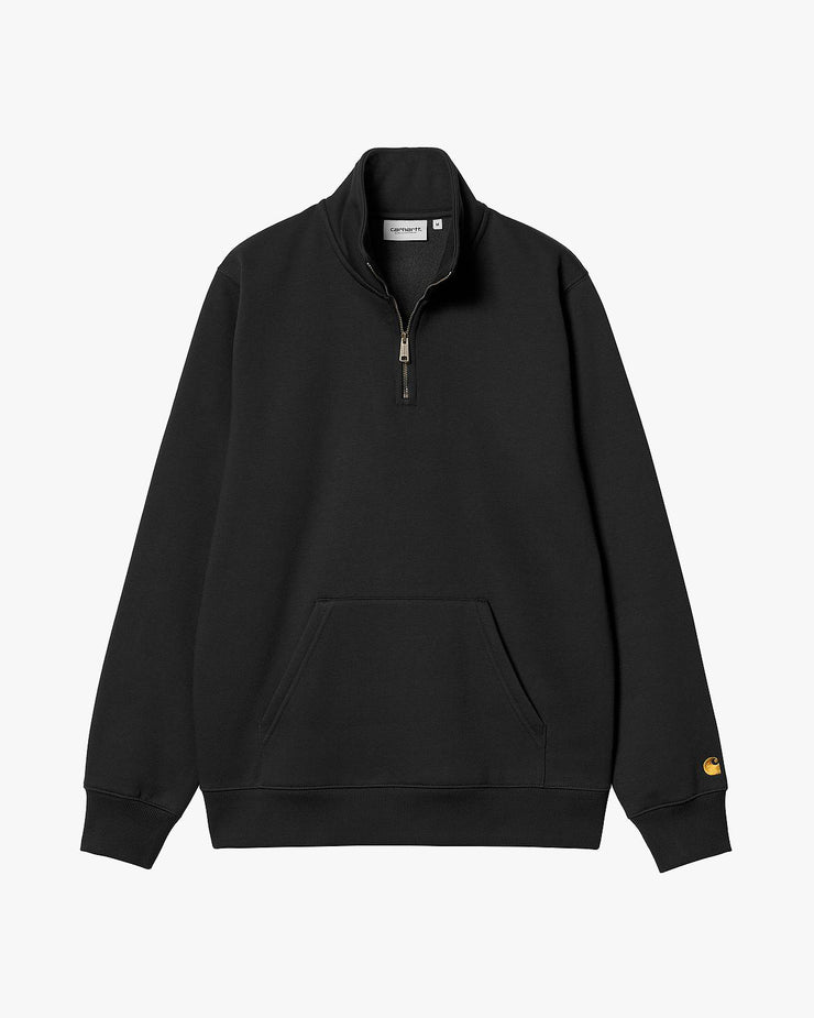 Carhartt WIP Chase Neck Zip Sweatshirt - Black / Gold