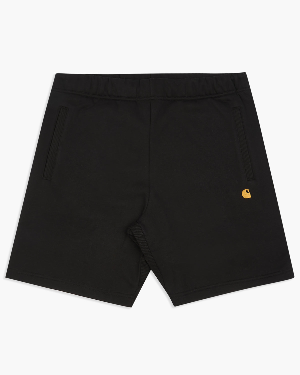 Carhartt WIP Chase Sweat Shorts - Black / Gold | Carhartt WIP Shorts | JEANSTORE