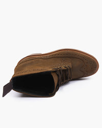 Trickers Simon Longwing Brogue Boot - Snuff Waxed Suede / Dainite Sole | Trickers Boots | JEANSTORE