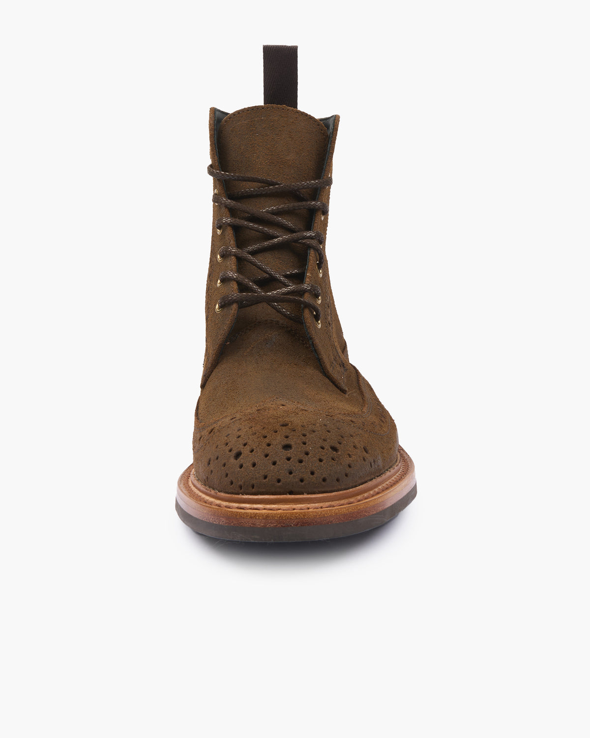 Trickers Simon Longwing Brogue Boot - Snuff Waxed Suede / Dainite Sole | Trickers Boots | JEANSTORE