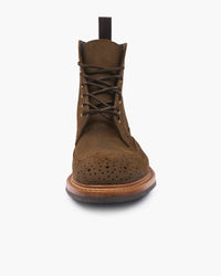 Trickers Simon Longwing Brogue Boot - Snuff Waxed Suede / Dainite Sole | Trickers Boots | JEANSTORE