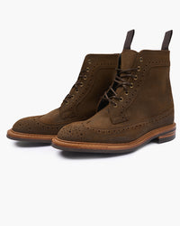 Trickers Simon Longwing Brogue Boot - Snuff Waxed Suede / Dainite Sole | Trickers Boots | JEANSTORE