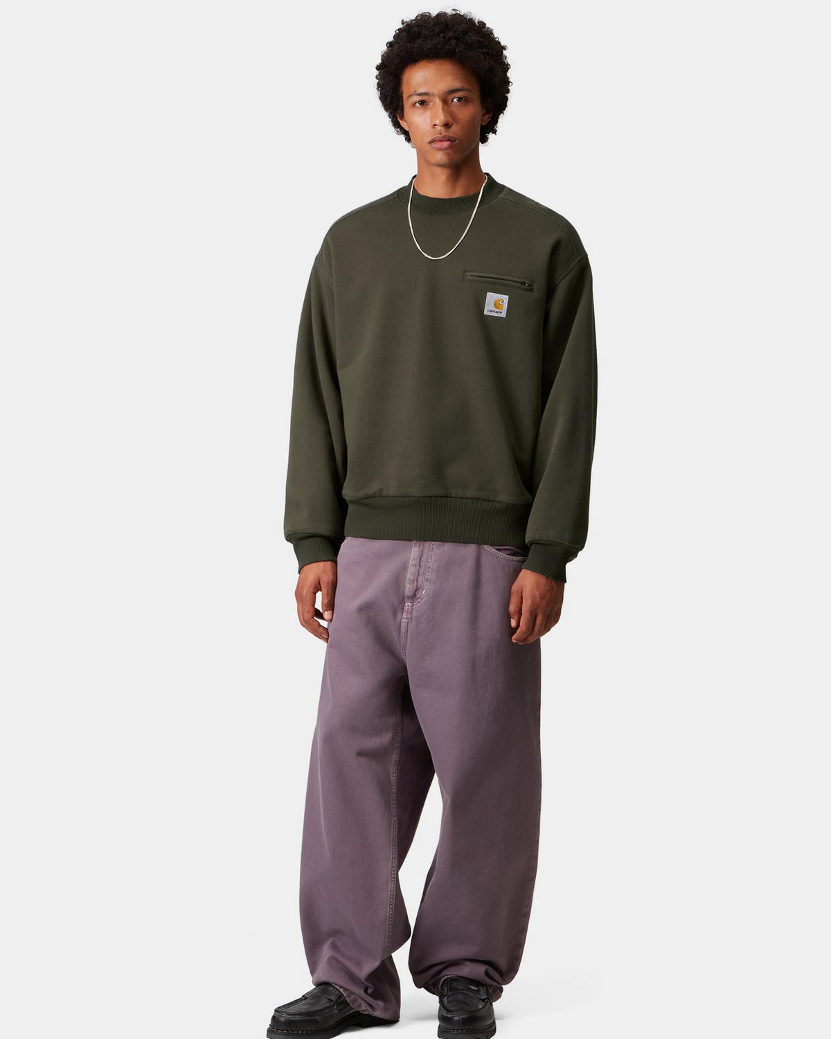 Carhartt WIP Detroit Sweat - Olive Stone Washed