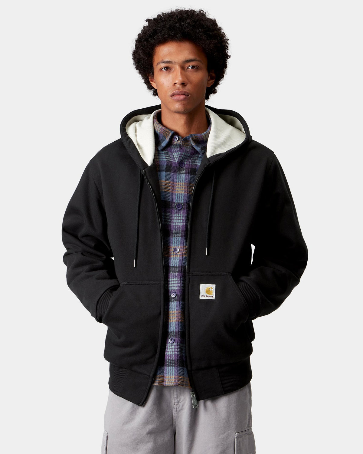 Carhartt WIP Active Sweat Jacket - Black Stone Washed | Carhartt WIP Jackets & Coats | JEANSTORE