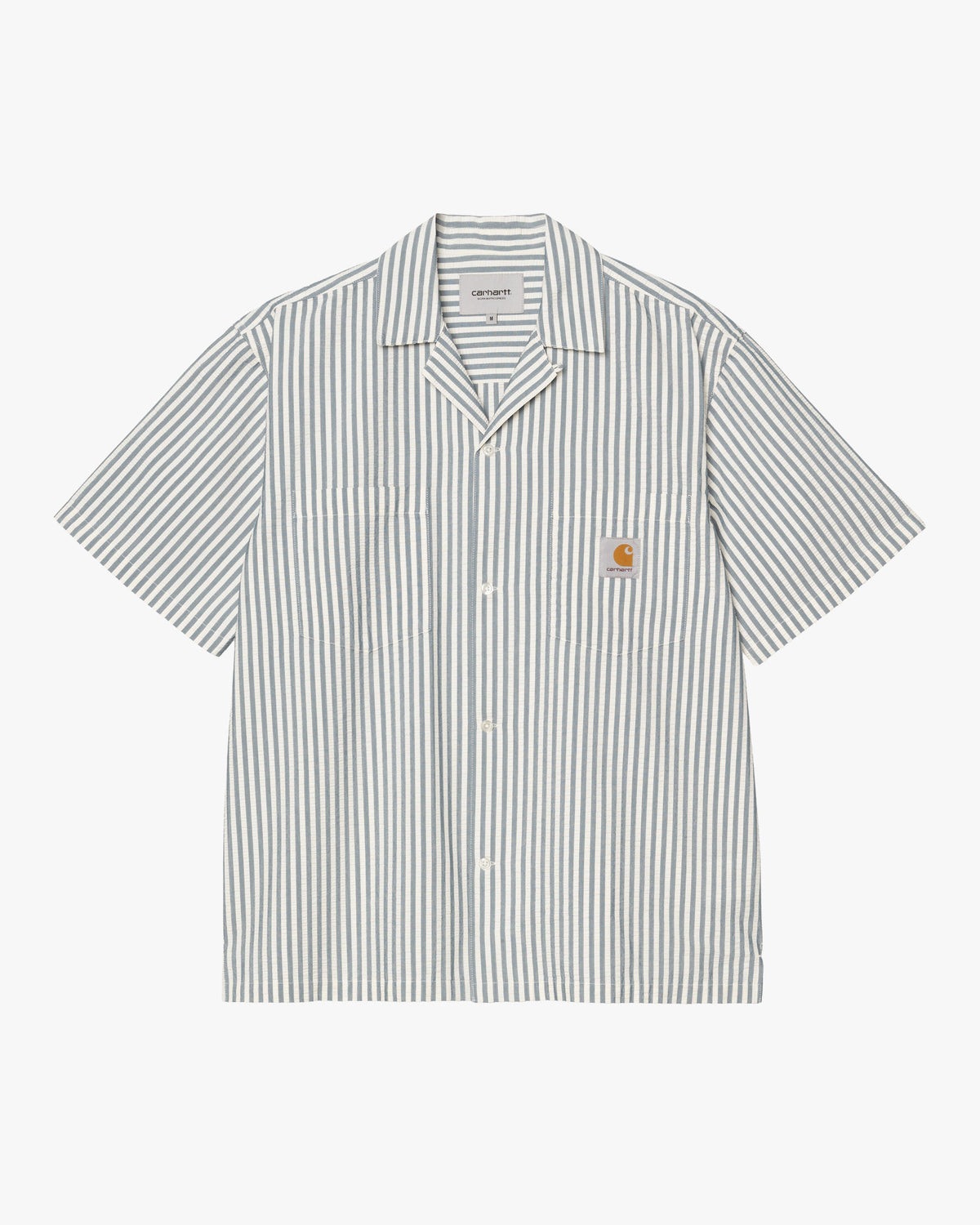 Carhartt WIP S/S Leavel Shirt - Leavel Stripe Blue River / Wax