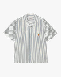 Carhartt WIP S/S Leavel Shirt - Leavel Stripe Blue River / Wax