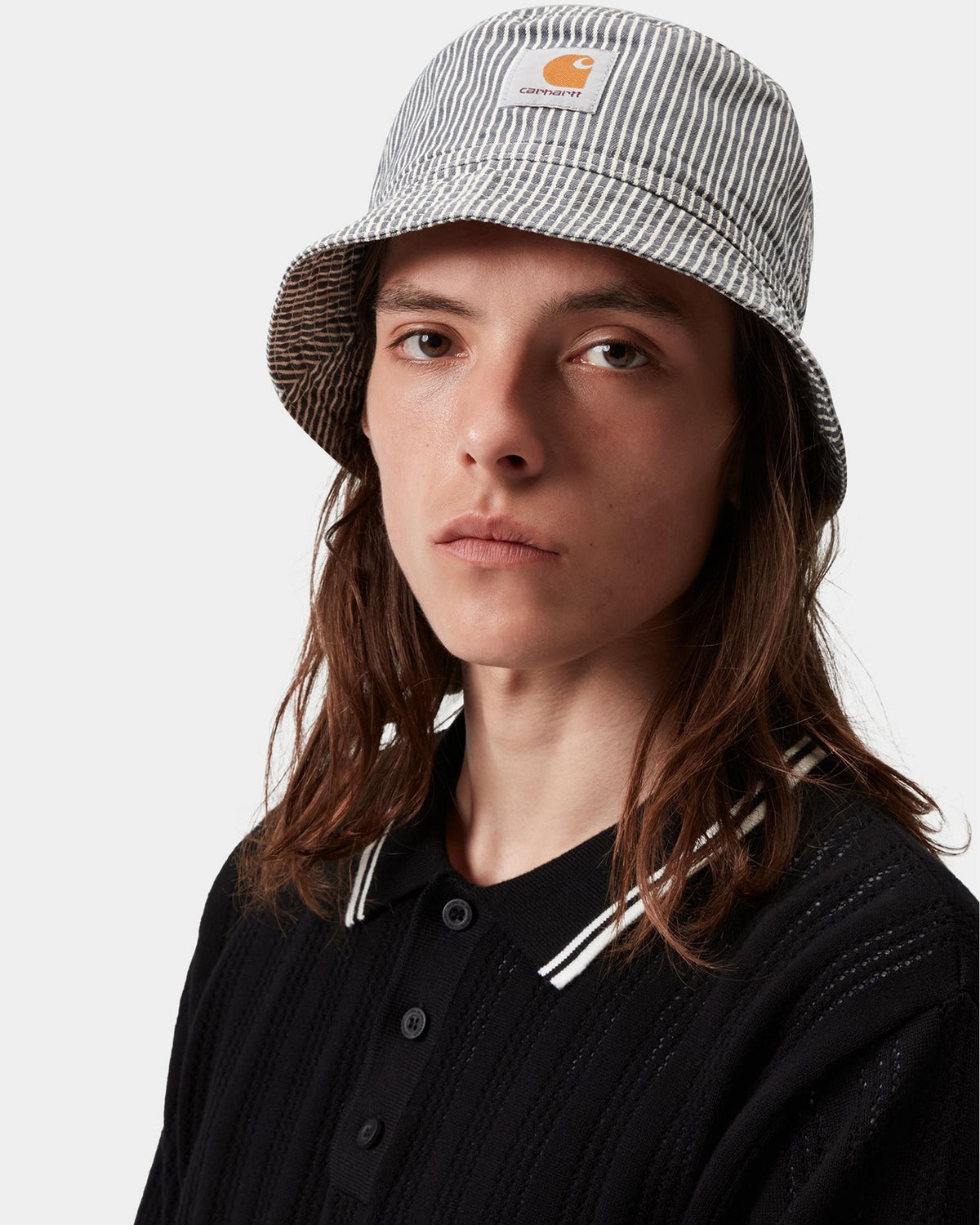 Carhartt WIP Mercer Bucket Hat - Mercer Stripe Graphite / Wax Stone Washed