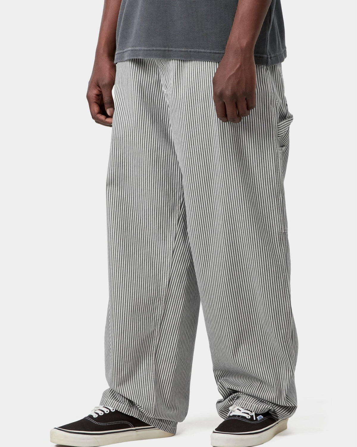 Carhartt WIP Mercer Single Knee Pant Loose Fit Trousers - Mercer Stripe Graphite / Wax Stone Washed