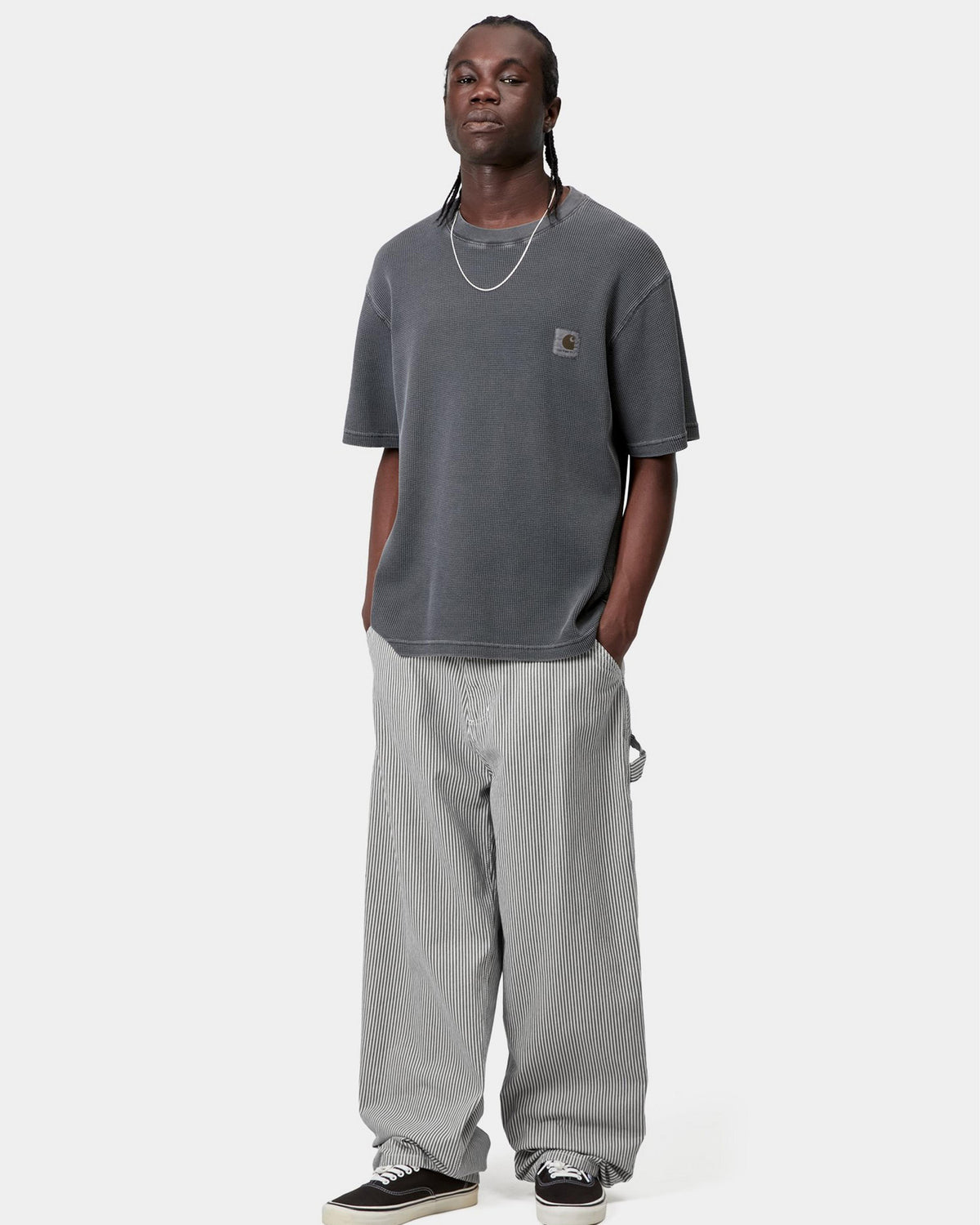 Carhartt WIP Mercer Single Knee Pant Loose Fit Trousers - Mercer Stripe Graphite / Wax Stone Washed