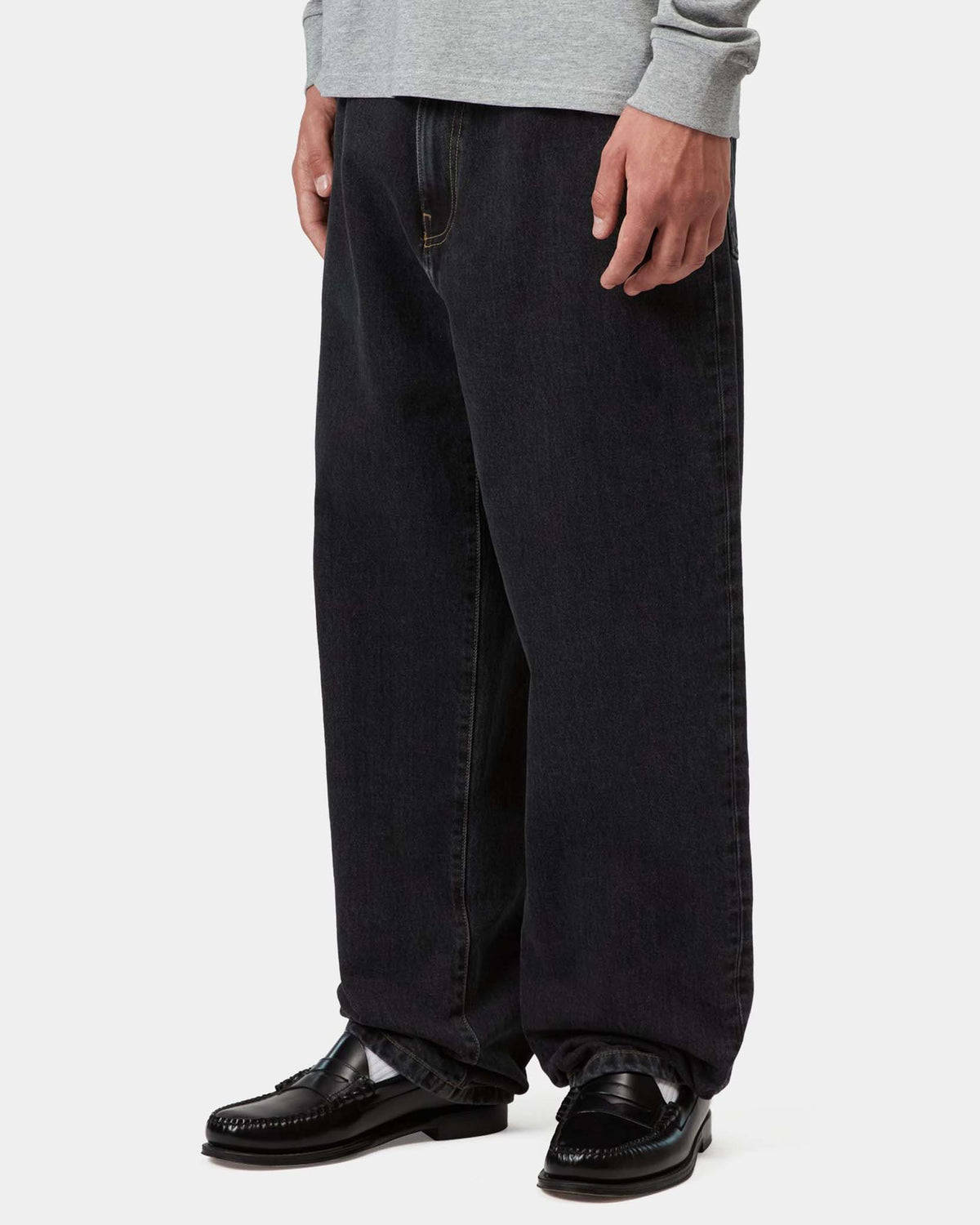 Carhartt WIP Aaron Pant Regular Tapered Mens Jeans - Black Stone Washed | Carhartt WIP Jeans | Jeanstore