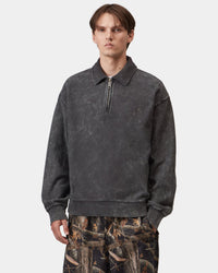 Carhartt WIP Lambert Polo Sweat - Black Moon Wash