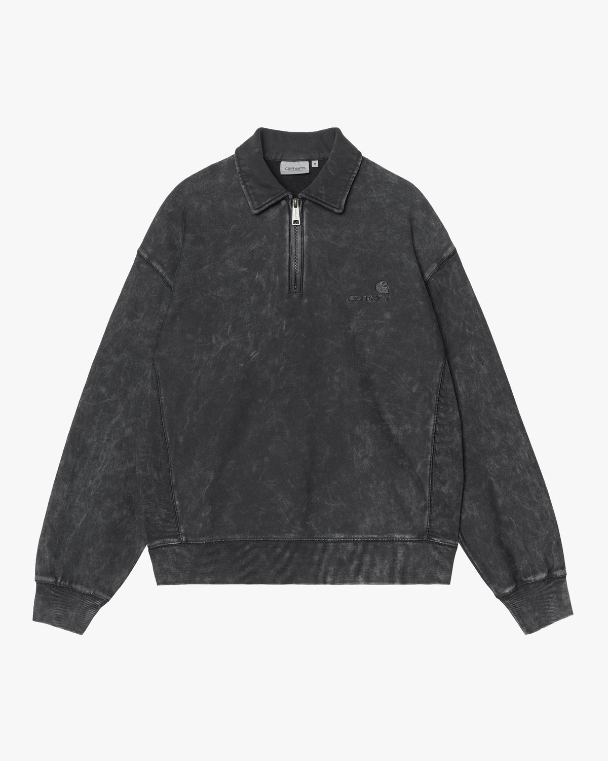 Carhartt WIP Lambert Polo Sweat - Black Moon Wash