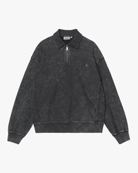 Carhartt WIP Lambert Polo Sweat - Black Moon Wash