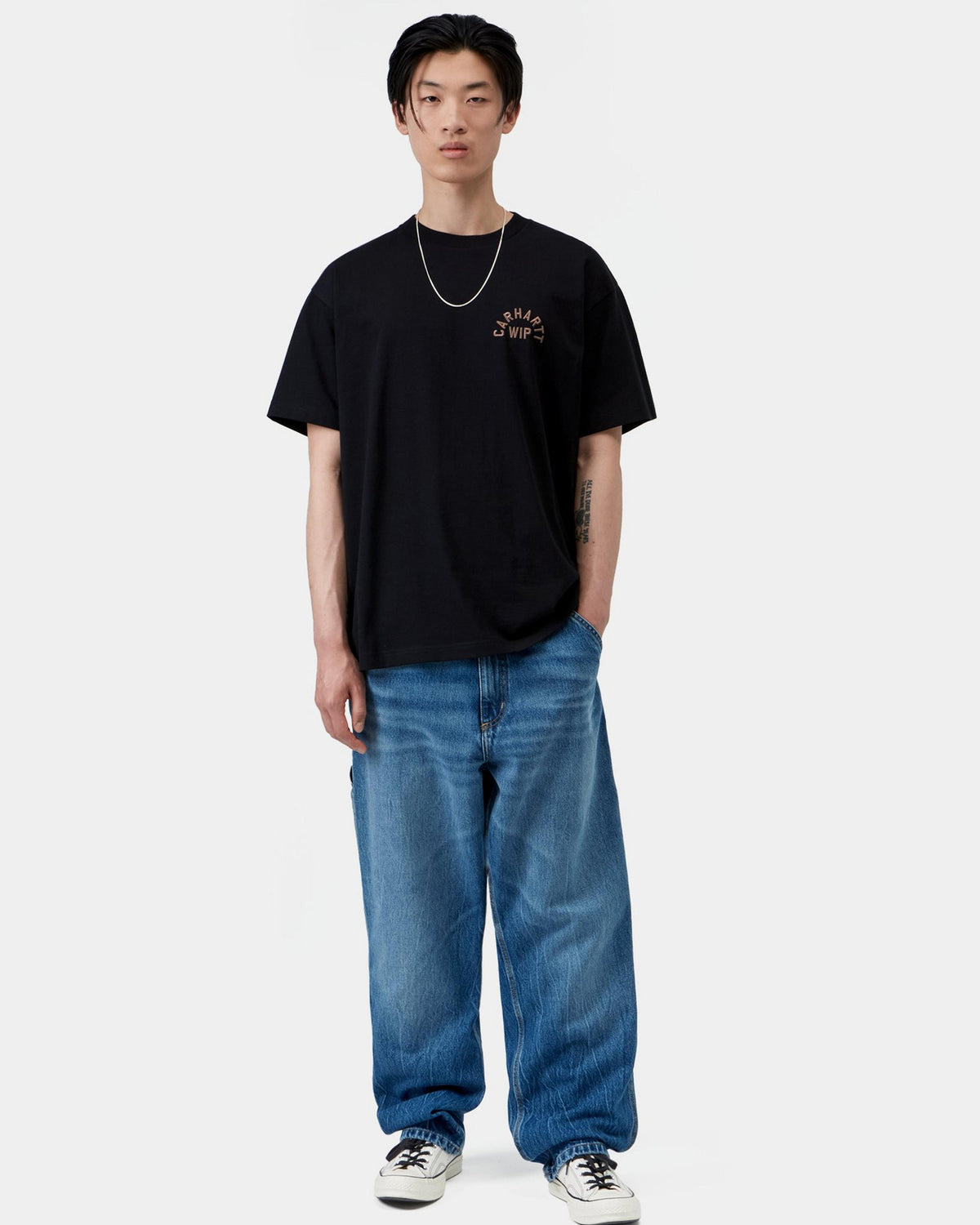 Carhartt WIP S/S Arch Script Tee - Black / WIP Hamilton Brown