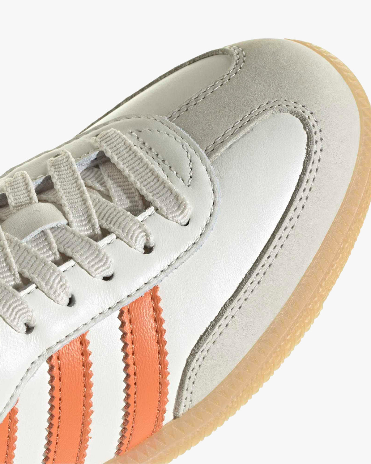 adidas womens samba og trainers white leather upper with orange stripes top view