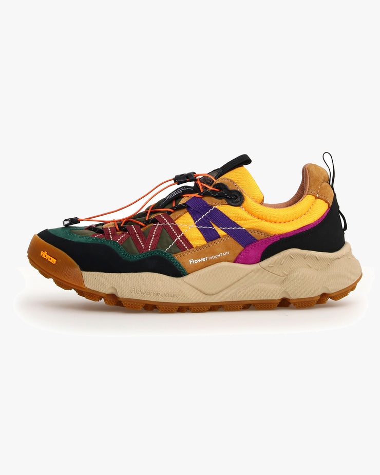 Flower Mountain Iwano 2 Suede & Nylon - Black / Cognac / Yellow | Flower Mountain Trainers | JEANSTORE