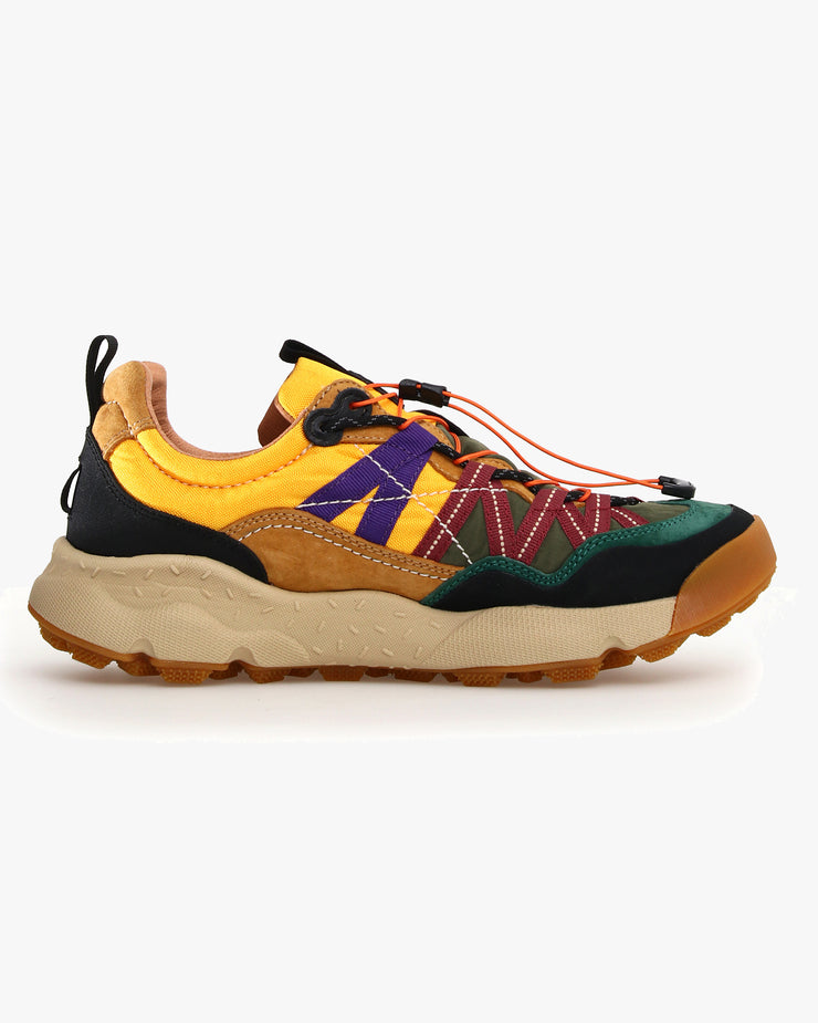 Flower Mountain Iwano 2 Suede & Nylon - Black / Cognac / Yellow | Flower Mountain Trainers | JEANSTORE