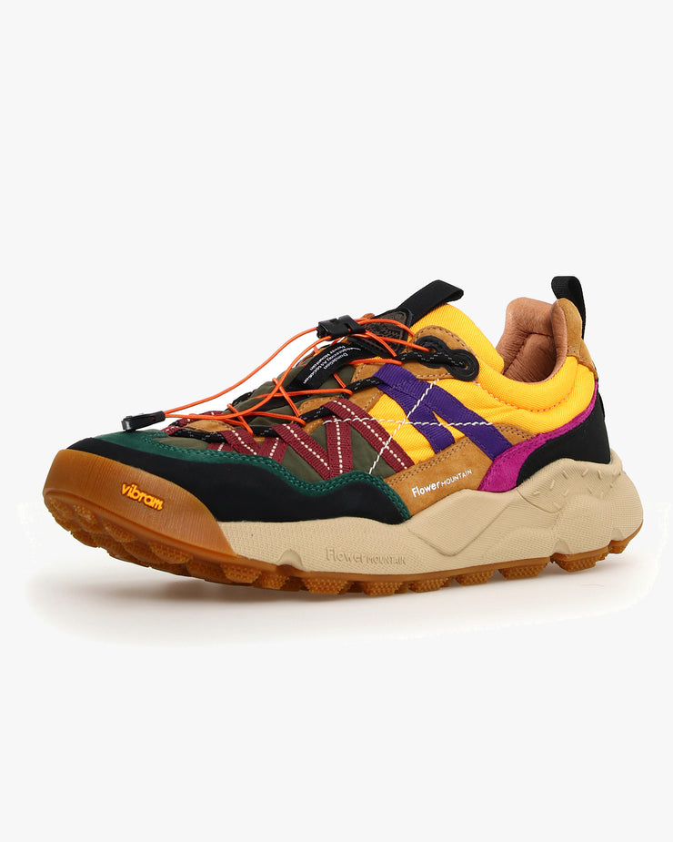 Flower Mountain Iwano 2 Suede & Nylon - Black / Cognac / Yellow | Flower Mountain Trainers | JEANSTORE