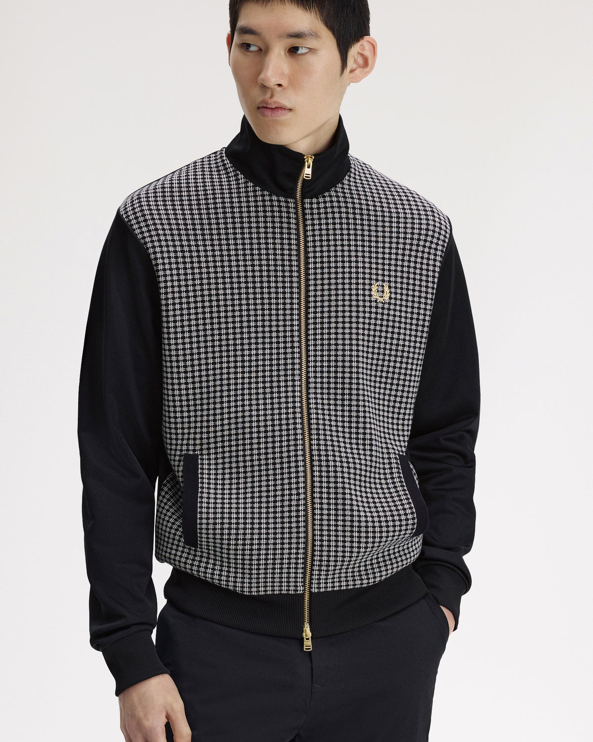 Fred Perry Knitted Front Track Jacket - Black | Fred Perry Jackets & Coats | JEANSTORE