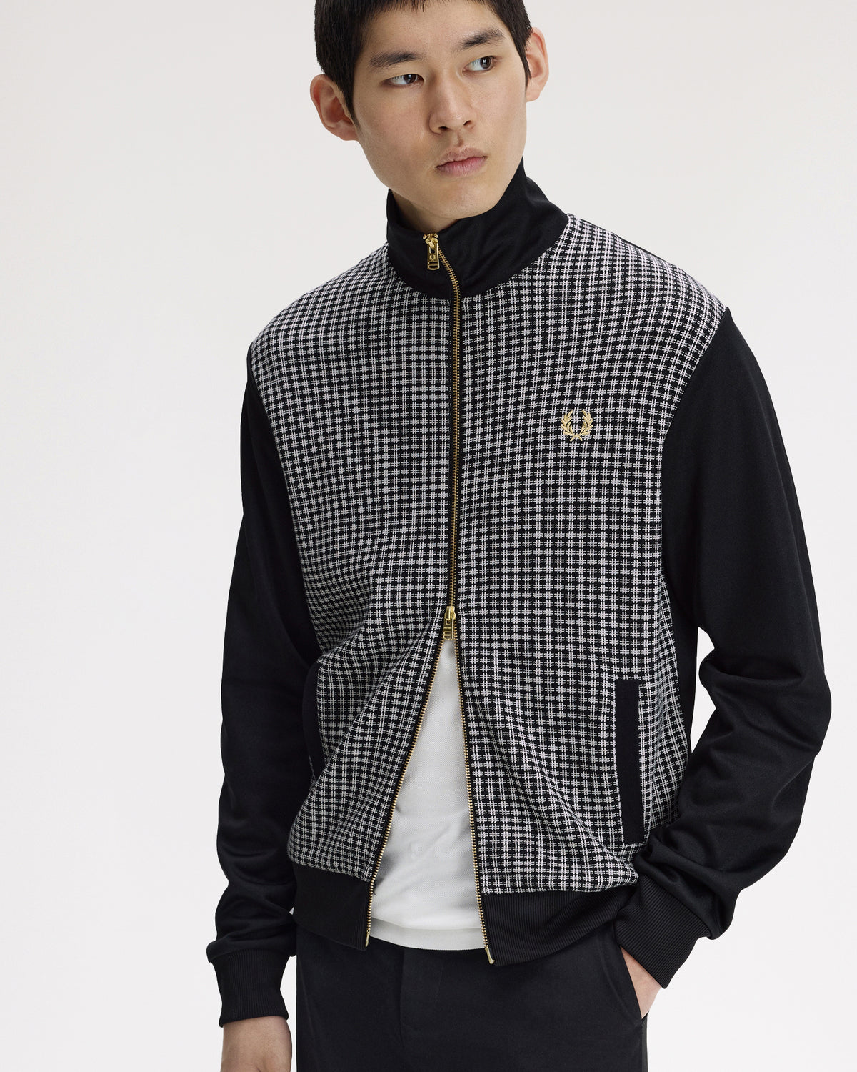 Fred Perry Knitted Front Track Jacket - Black | Fred Perry Jackets & Coats | JEANSTORE