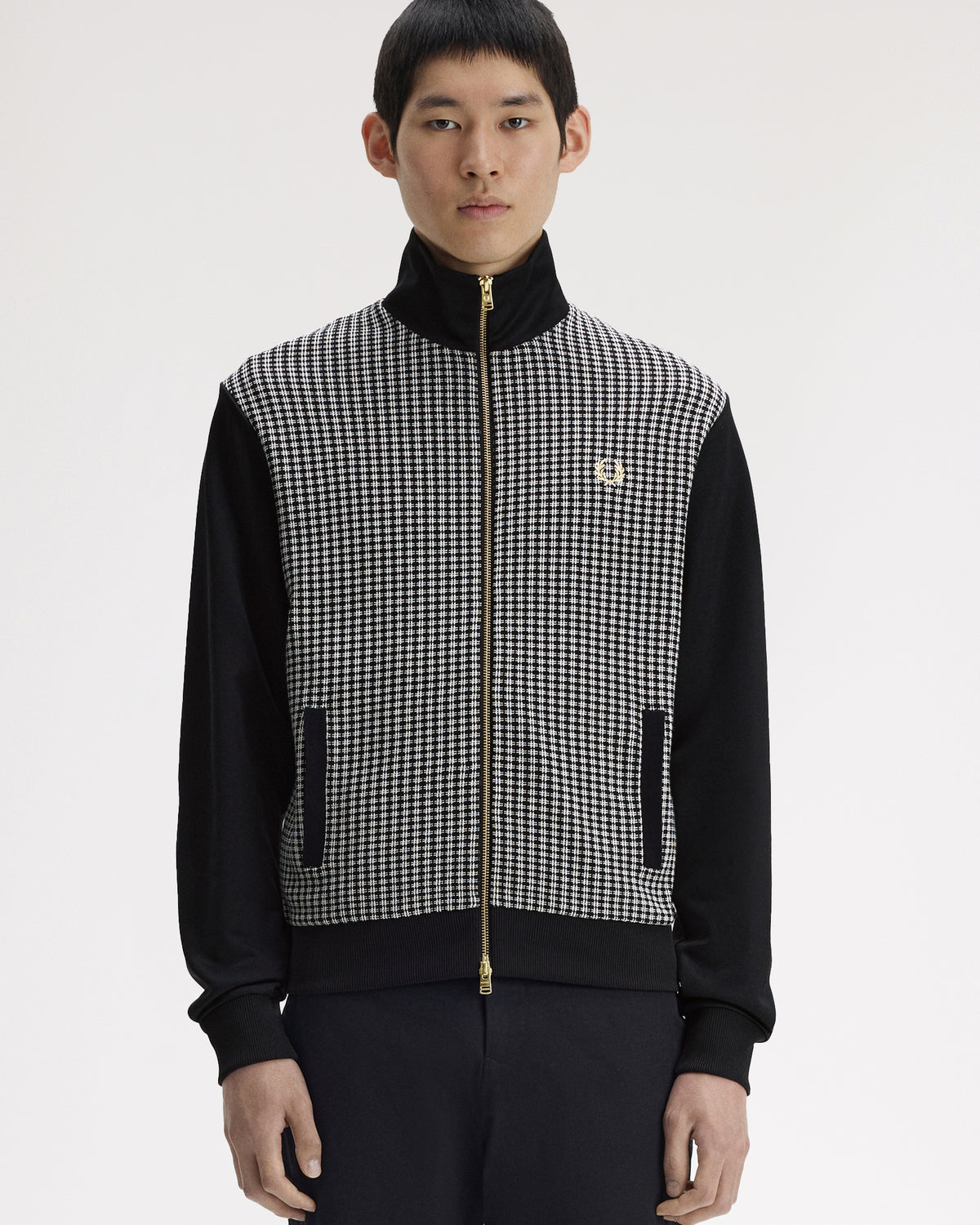 Fred Perry Knitted Front Track Jacket - Black | Fred Perry Jackets & Coats | JEANSTORE
