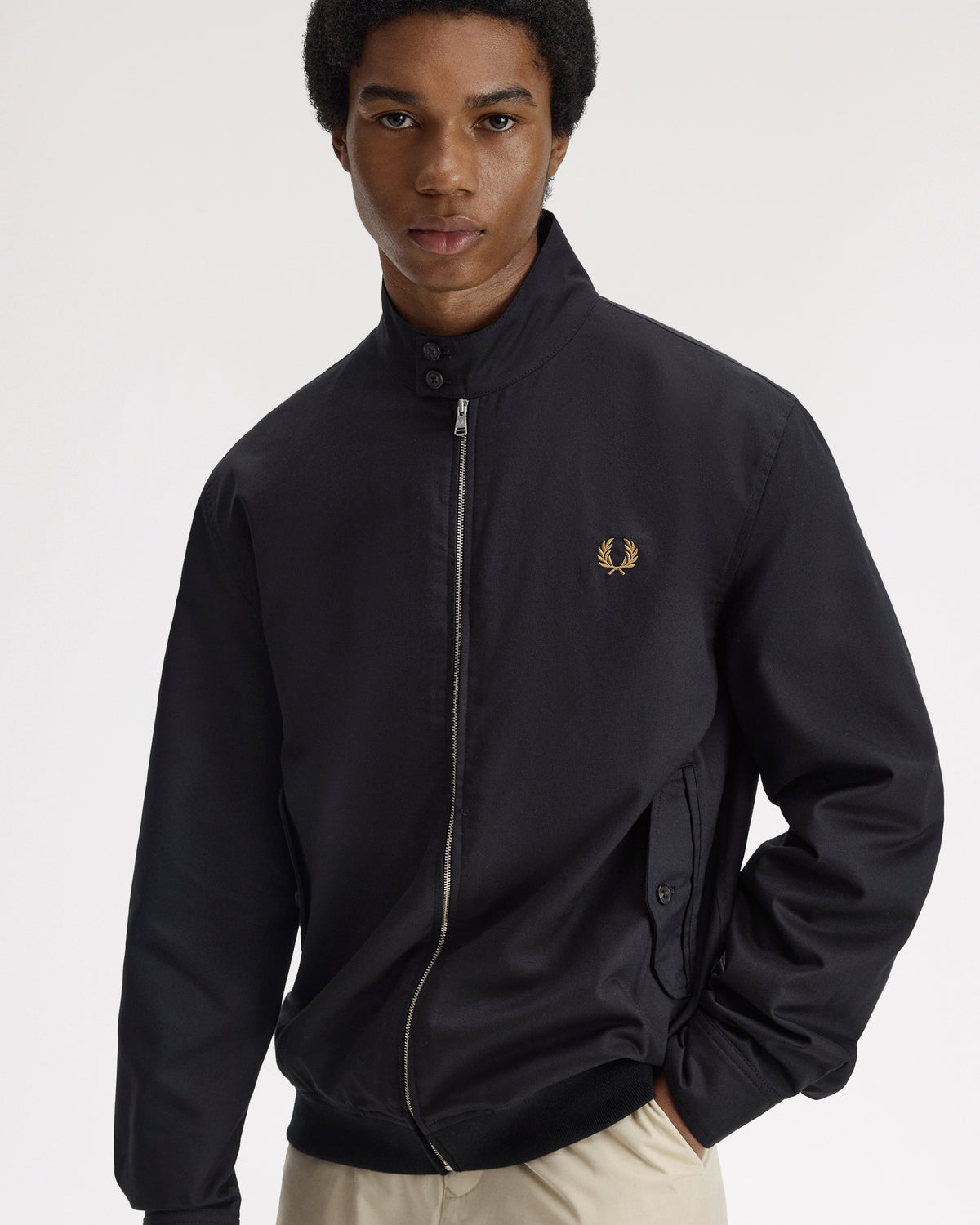 Fred Perry Twill Harrington Jacket - Black | Fred Perry Jackets & Coats | JEANSTORE