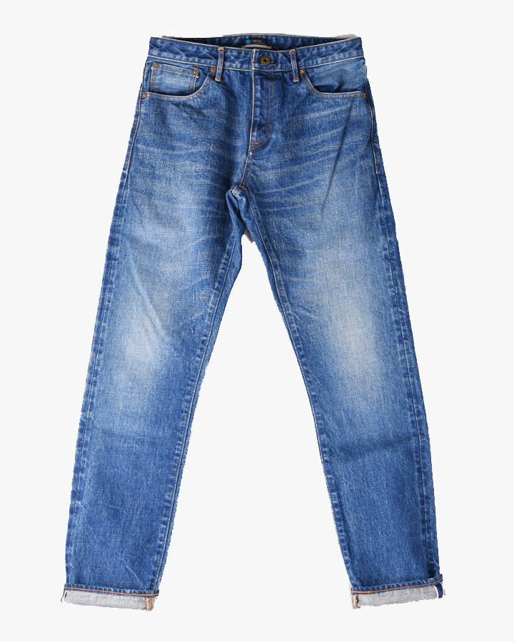 Japan Blue J301 Circle Straight 14.8oz Texas Cotton Selvedge Mens Jeans - Medium Indigo