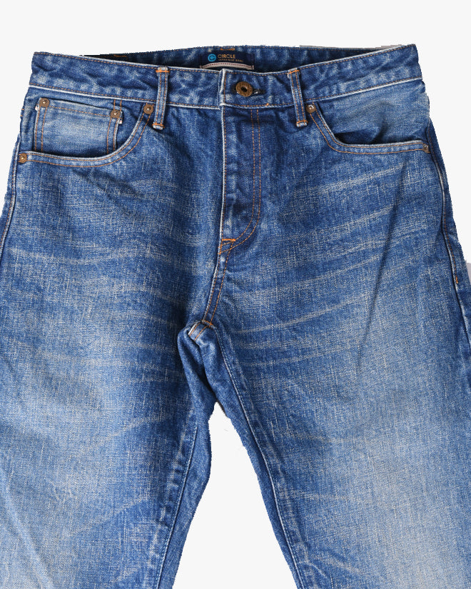 Japan Blue J301 Circle Straight 14.8oz Texas Cotton Selvedge Mens Jeans - Medium Indigo