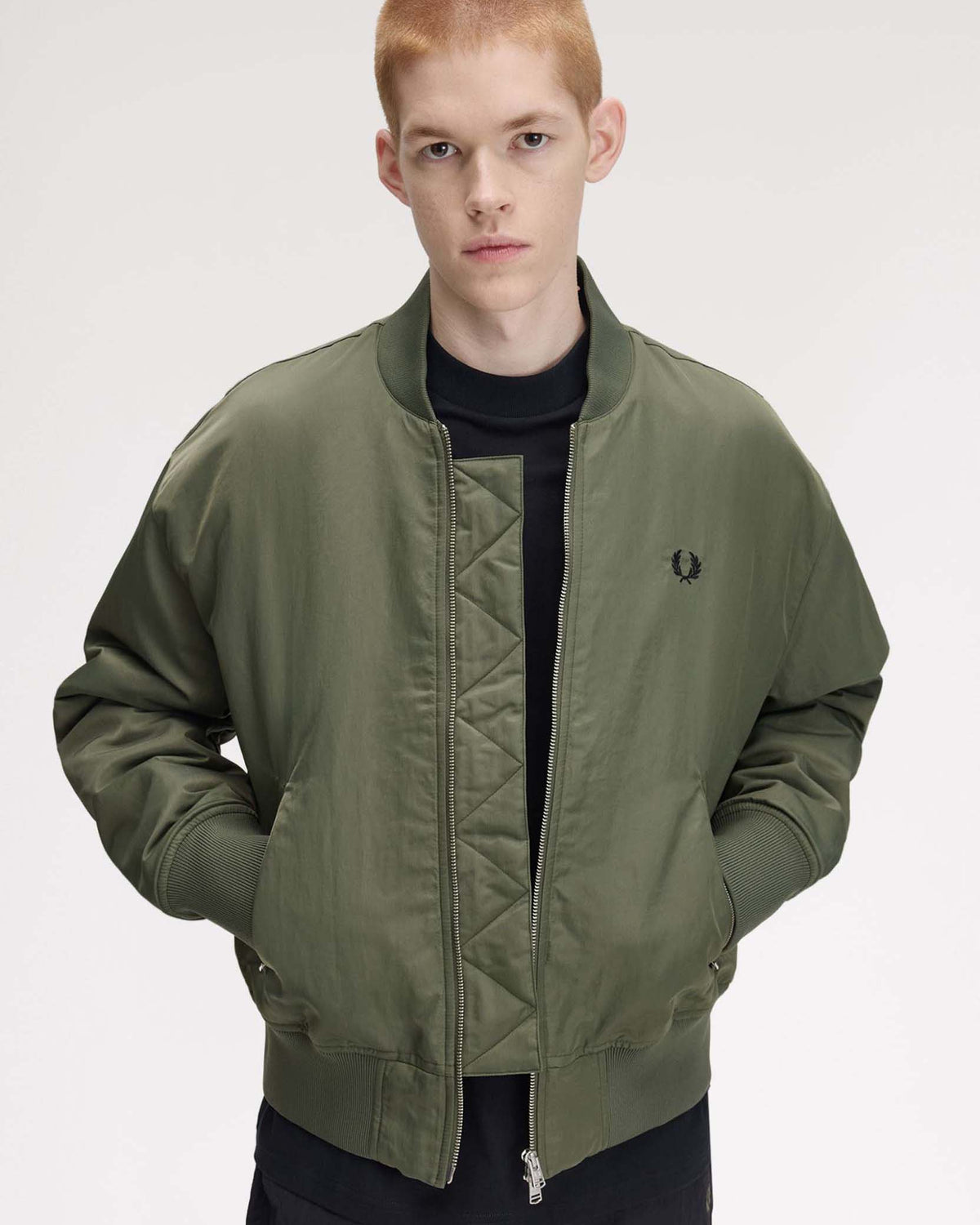Fred Perry Quilted Tennis Bomber Jacket - Laurel Wreath Green