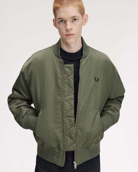 Fred Perry Quilted Tennis Bomber Jacket - Laurel Wreath Green