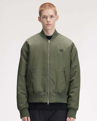 Fred Perry Quilted Tennis Bomber Jacket - Laurel Wreath Green