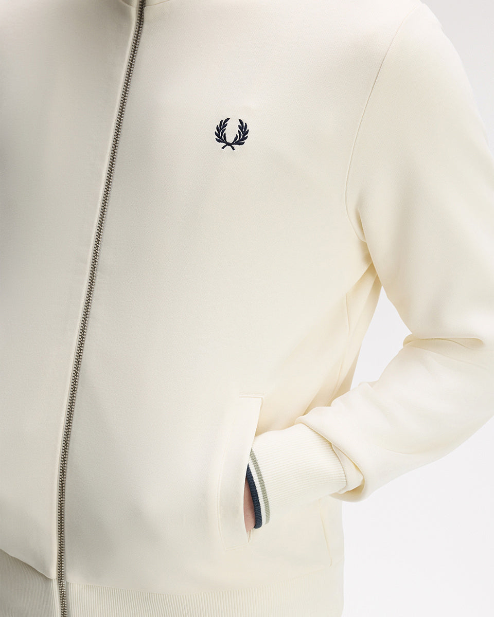Fred Perry Zip Through Sweatshirt - Ecru