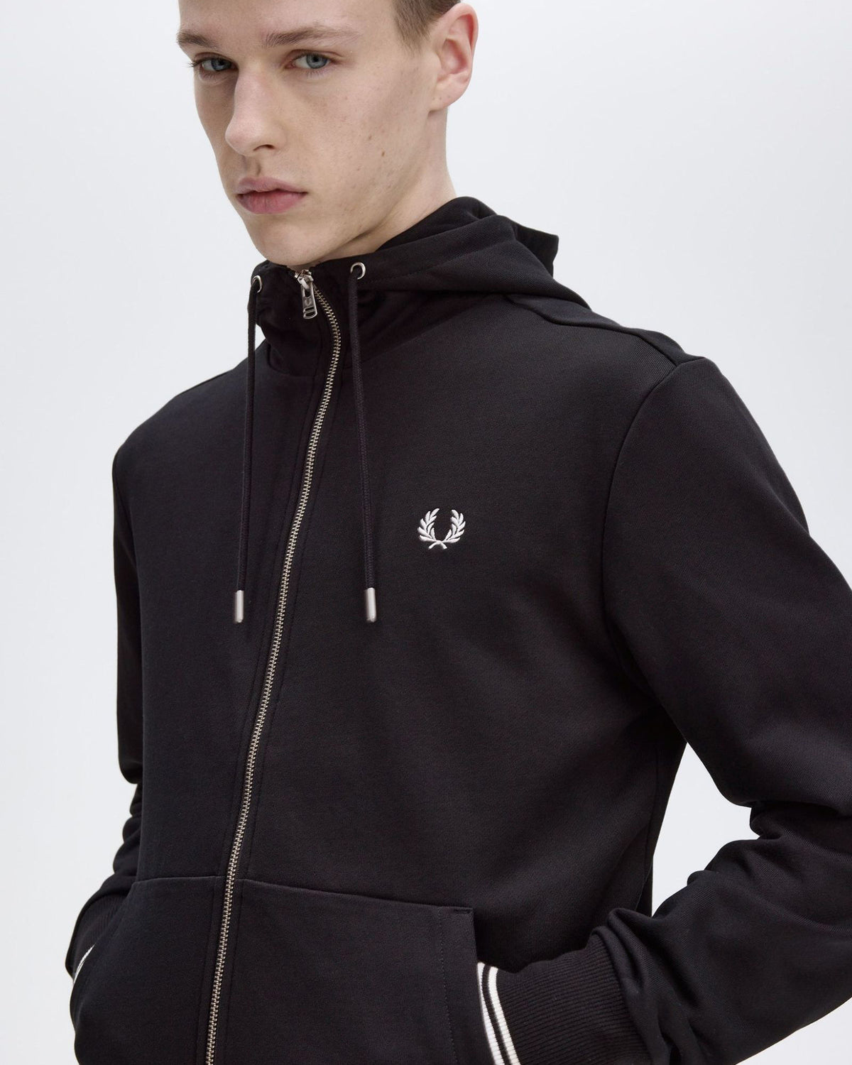 Fred Perry Hooded Zip Through Sweatshirt - Black | Fred Perry Sweaters & Knitwear | JEANSTORE