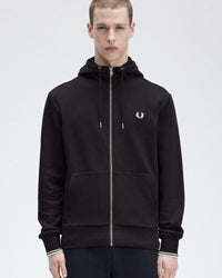 Fred Perry Hooded Zip Through Sweatshirt - Black | Fred Perry Sweaters & Knitwear | JEANSTORE